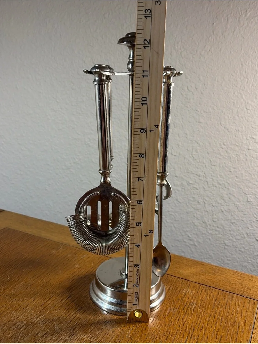 Pottery Barn 4-piece bar tool set in a silver finish